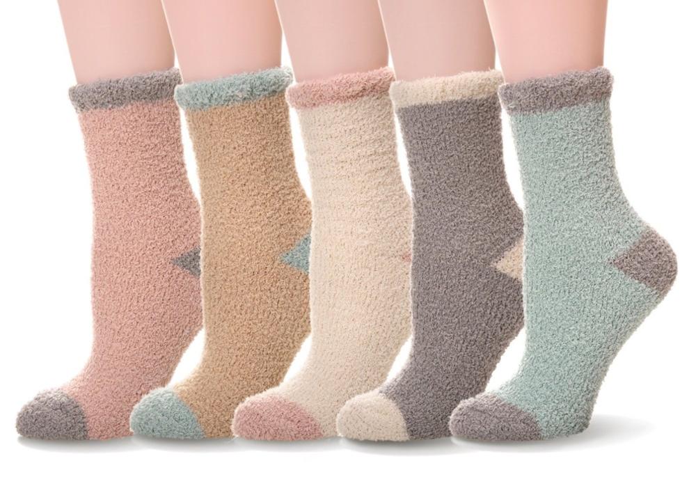 5 Pair Candy Warm Lady Heart Cute Winter Kawaii Thick Casual Women Socks Fuzzy Fluffy Warm Socks Short Cute Cotton Socks Female