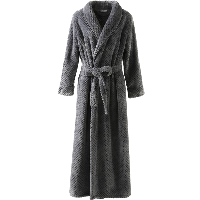 Winter Long Coral Fleece Bathrobe Kimono Warm Flannel Bath Robe Men Cozy Robes Night Sleepwear Women Dressing Gown