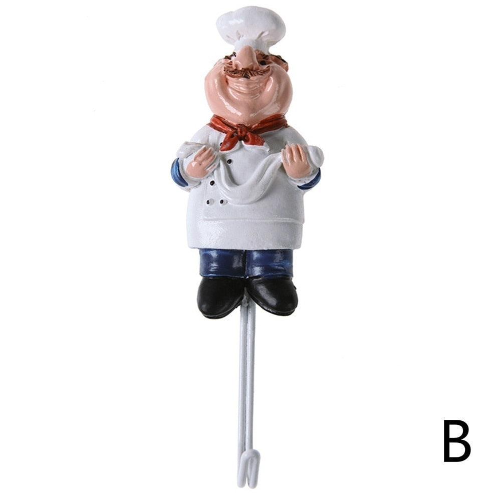 Kitchen Creative Chef Cartoon Storage Rack Hooks Wall Hanger Kitchen Hooks for Utensils