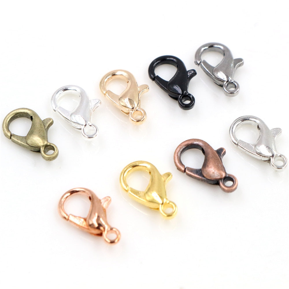 10x5mm/12x6mm/14x7mm/16x8mm  9 Colors Plated Fashion Jewelry Findings,Alloy Lobster Clasp Hooks for Necklace&Bracelet Chain DIY