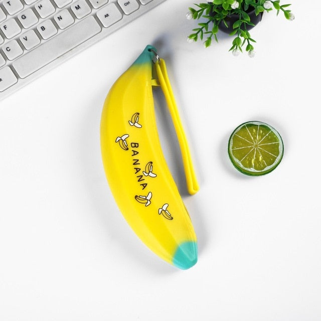 Fruit and vegetable silicone pencil case Cute pencil bag Student pen case Children storage bag big purse key bag School supplie