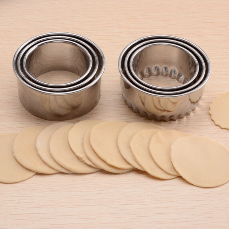 3Pcs Cookie Pastry Maker Portable Dumplings Cutter Stainless Steel Dough Cutting Tool Round/Flower Shaped Kitchen Gadgets