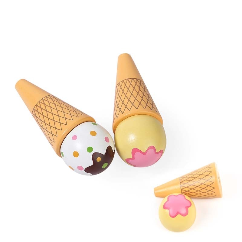 Toy Woo Wooden Kitchen Toys Pretend Play Ice Cream Food Toys Play Gift For Children Kitchen Magnetic Vanilla Chocolate -5