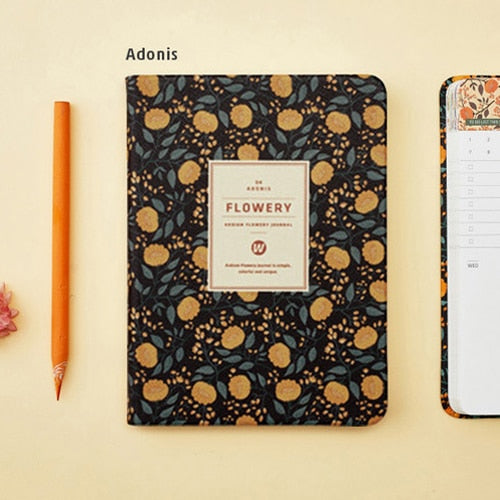 Leather Floral Flower Schedule Book Diary Weekly Planner Notebook School Office Supplies Kawaii Stationery