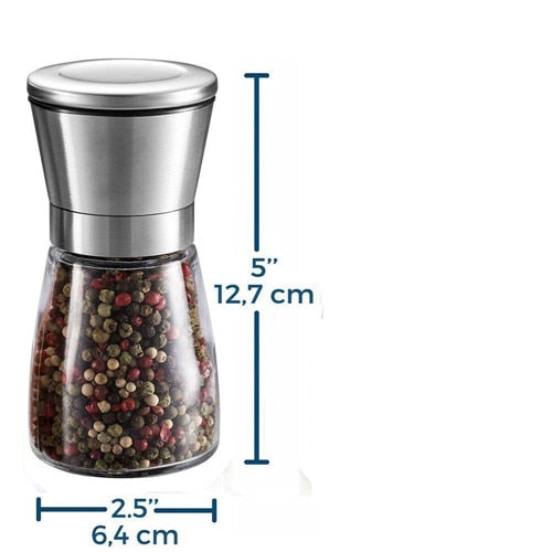 Salt Pepper Grinder Herb Mills pepper Muller Adjustable Coarseness Stainless Steel Glass Spices Shaker Kitchen Shredder Chopper