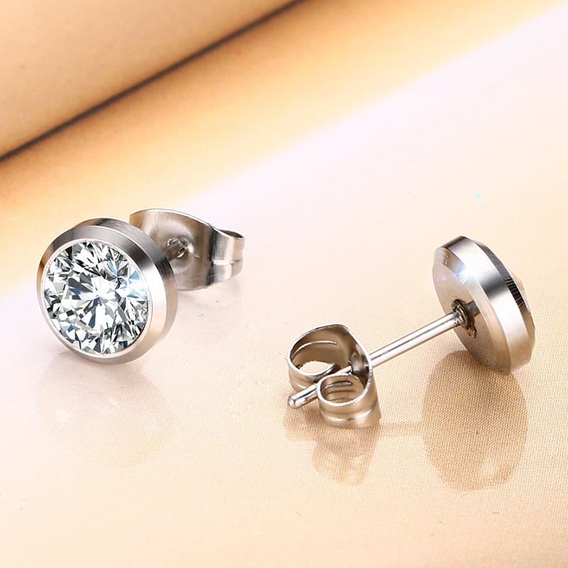 Vnox CZ Stone Classic Simple Stud Earrings for Women color Elegant Female Earings Jewelry