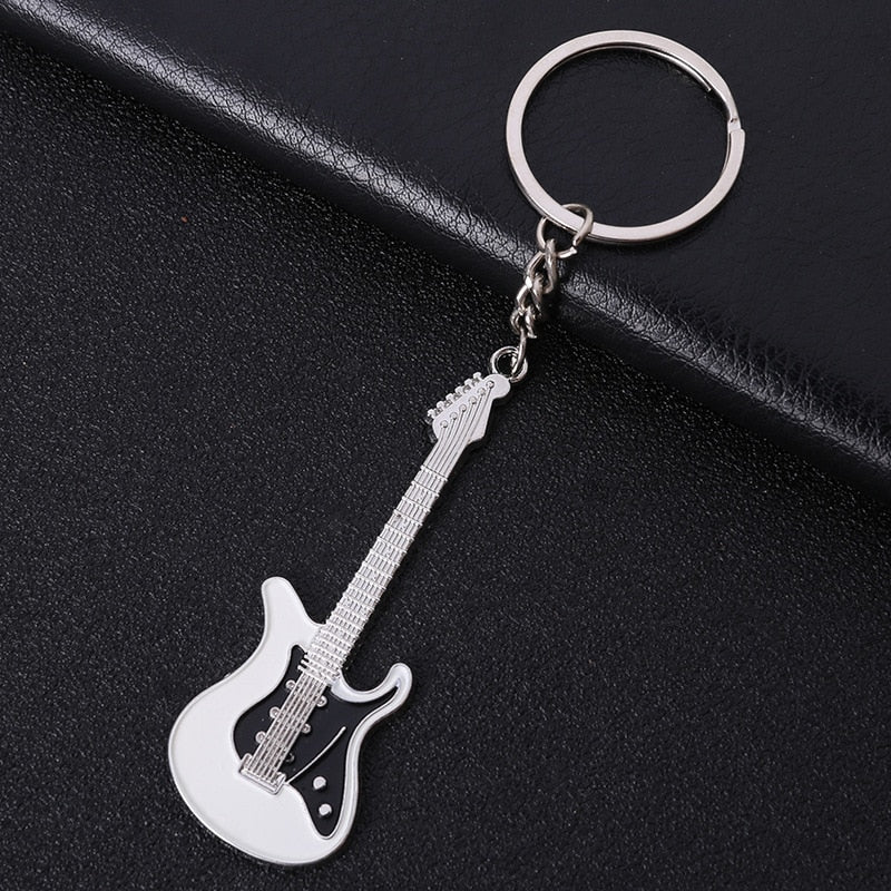 Men Womens Guitar Keychains pink blue red black Key Chain Charms for Bag Musician Jewelry Car Keyring Accessories Gift 2022