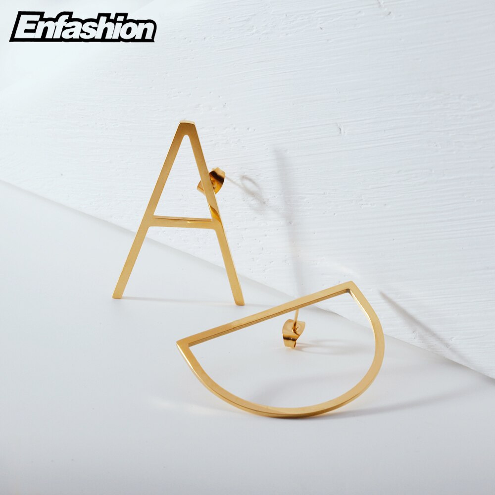 Enfashion Initial Letter Earrings Capitals Stud Earring Gold color Single Earings Stainless Steel Earrings for Women Jewelry