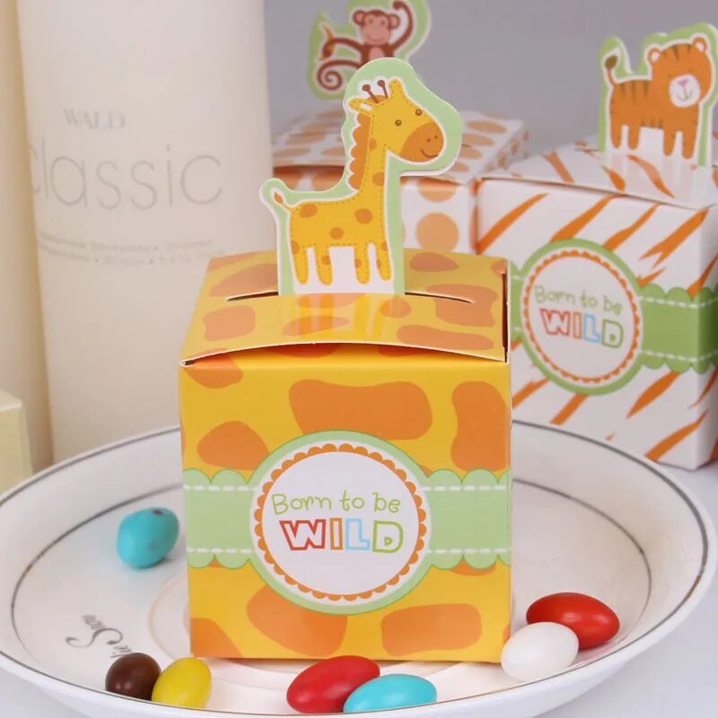 40pcs Animal Candy Boxes Born To Be Wild One Birthday Party Decor Wedding Gifts For Guests Baby Shower Party Supplies Kids Favor