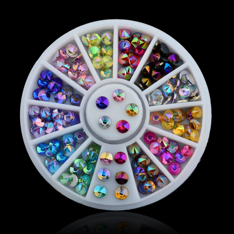 1 Box Colorful 3D Jelly AB Acrylic Wheel Nail Stickers Decoration DIY Nail Art Tips Jewelry Rhinestones Manicure Tools