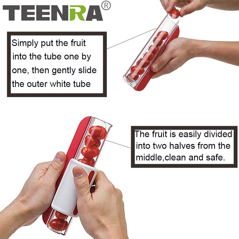 TEENRA Red Tomato Slicer Easy Stainless Steel Tomato Slicer Fruit Vegetable Cutter Kitchen Gadgets