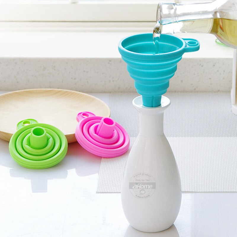 Silicone Folding Funnels Kitchen Tools Kitchen Accessory Foldable Funnel Mini Silicone Collapsible Portable Funnel