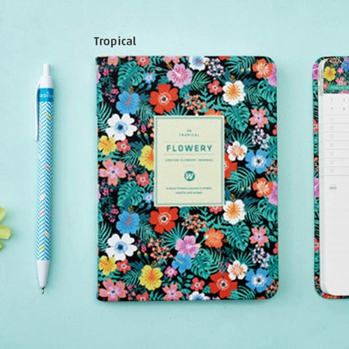 Leather Floral Flower Schedule Book Diary Weekly Planner Notebook School Office Supplies Kawaii Stationery