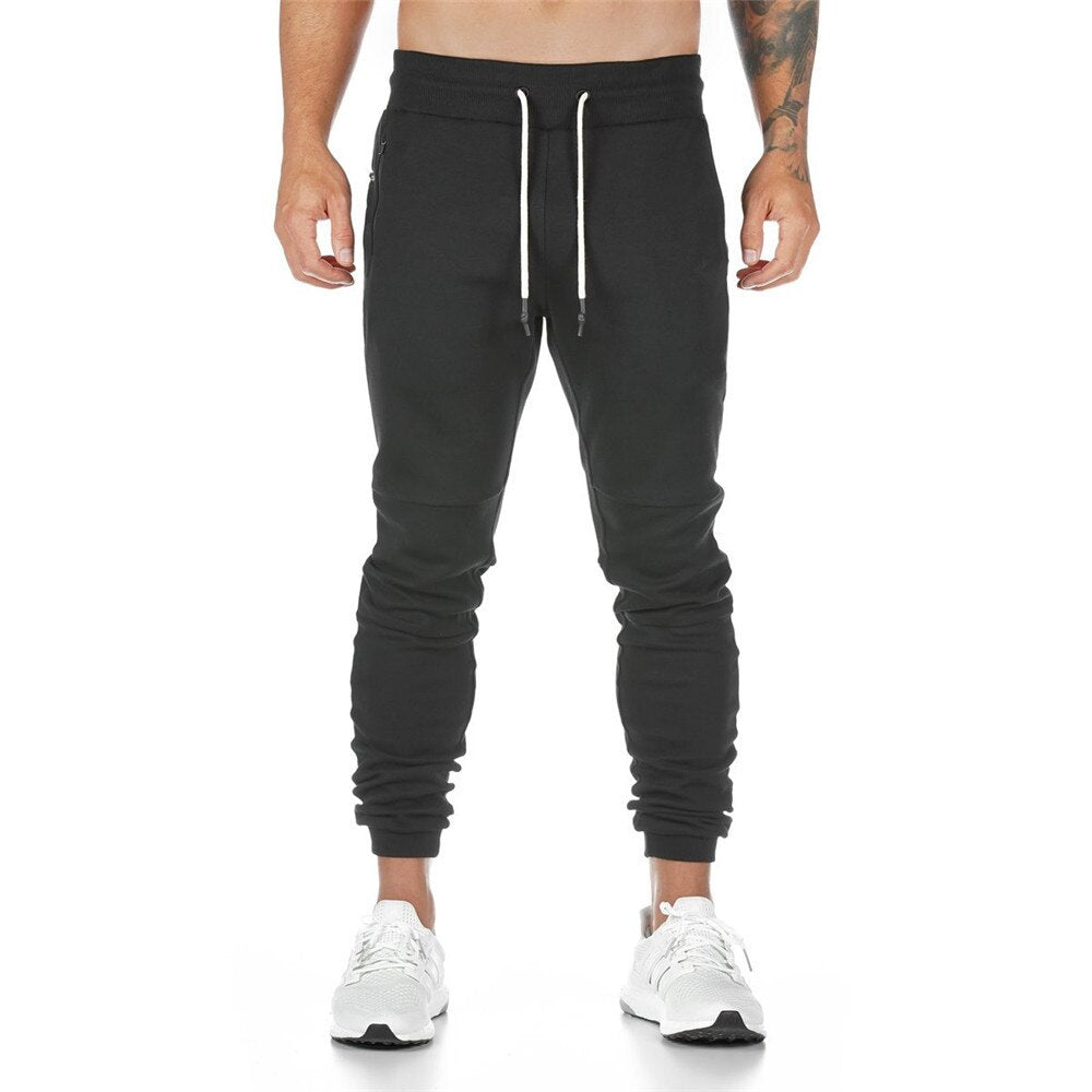 Black Joggers Sweatpants Men Slim Casual Pants Solid Color Gym Workout Cotton Sportswear Autumn Male Fitness Crossfit Trackpants