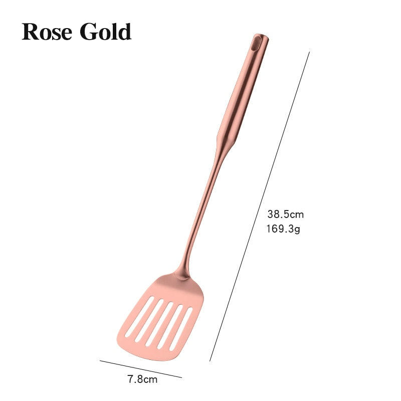 1PCS Cookware Stainless Steel Rose Gold Kitchen Utensils High-grade Kitchen Tool Functional Serving Spoon Soup Ladle Spatula