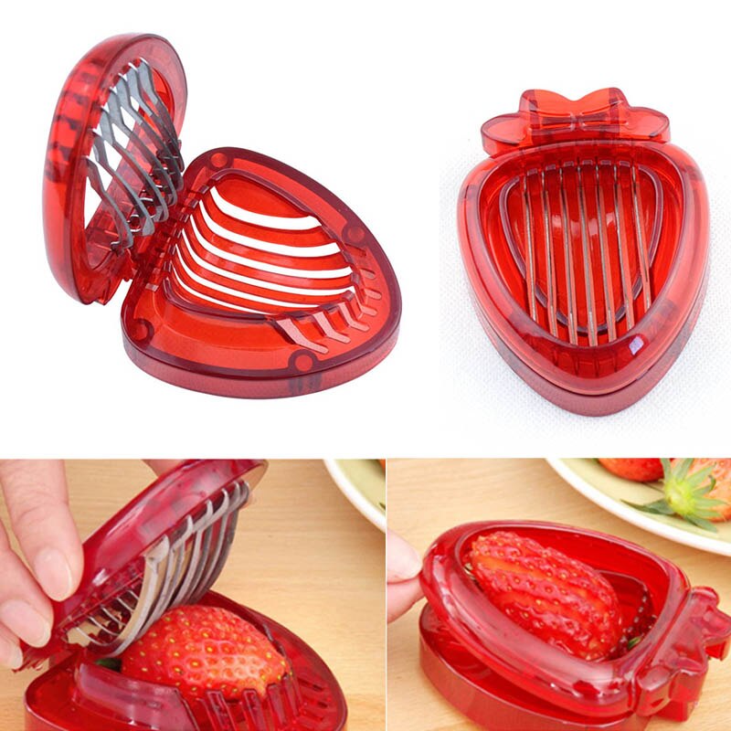 Strawberry Slicer Fruit Cutter Carving Tool Salad Cutter Stainless Steel strawberry cutter Fruit slicer Portable Kitchen Gadgets