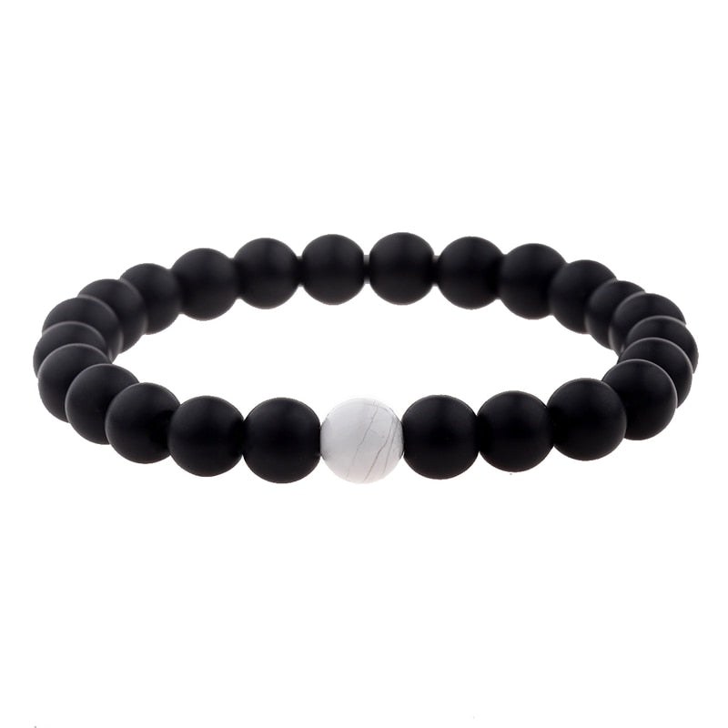 Couples Distance Bracelet Natural Wood Stone White And Black Yin Yang Beaded Bracelets For Men Women Best Friend Valentine's Day