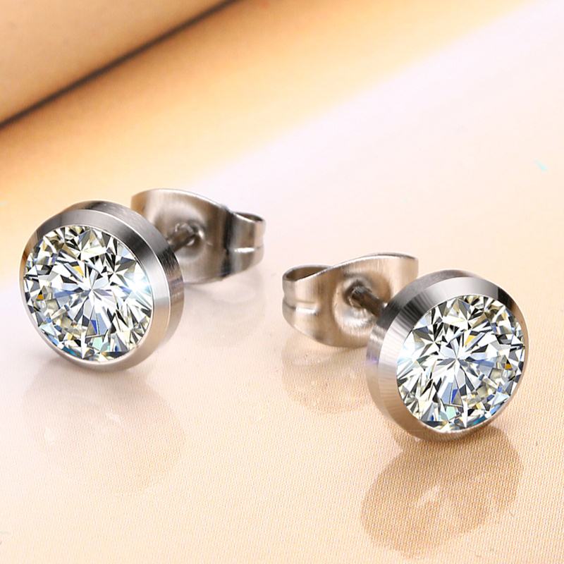 Vnox CZ Stone Classic Simple Stud Earrings for Women color Elegant Female Earings Jewelry