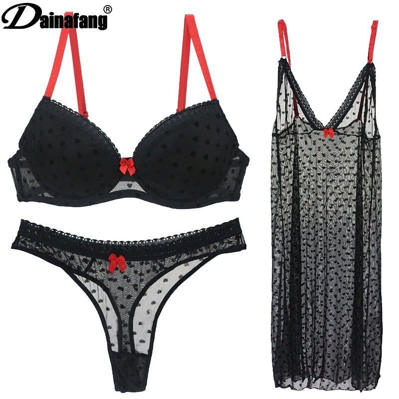 Lingerie 36/80 38/85 40/90 42/95 BC Cup Bra and Brief  Sexy Clothes Nightgown Underwear Sets Panties For Womens