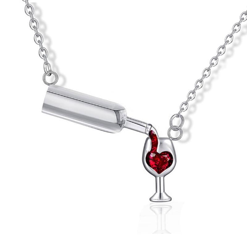 Love Wine Pendant Necklace Woman Necklaces and Pendant Cubic Zirconia Unique Design Jewelry