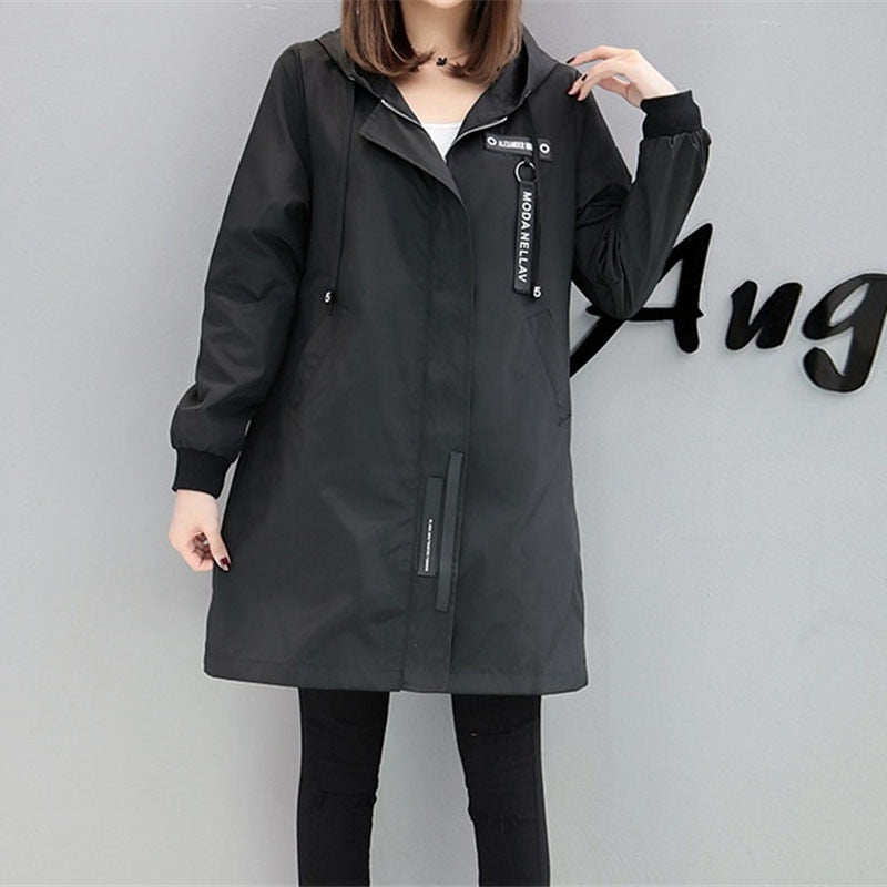 Trench Coat Womens Spring Autumn Medium length Windbreaker Coats / Lady Outerwear