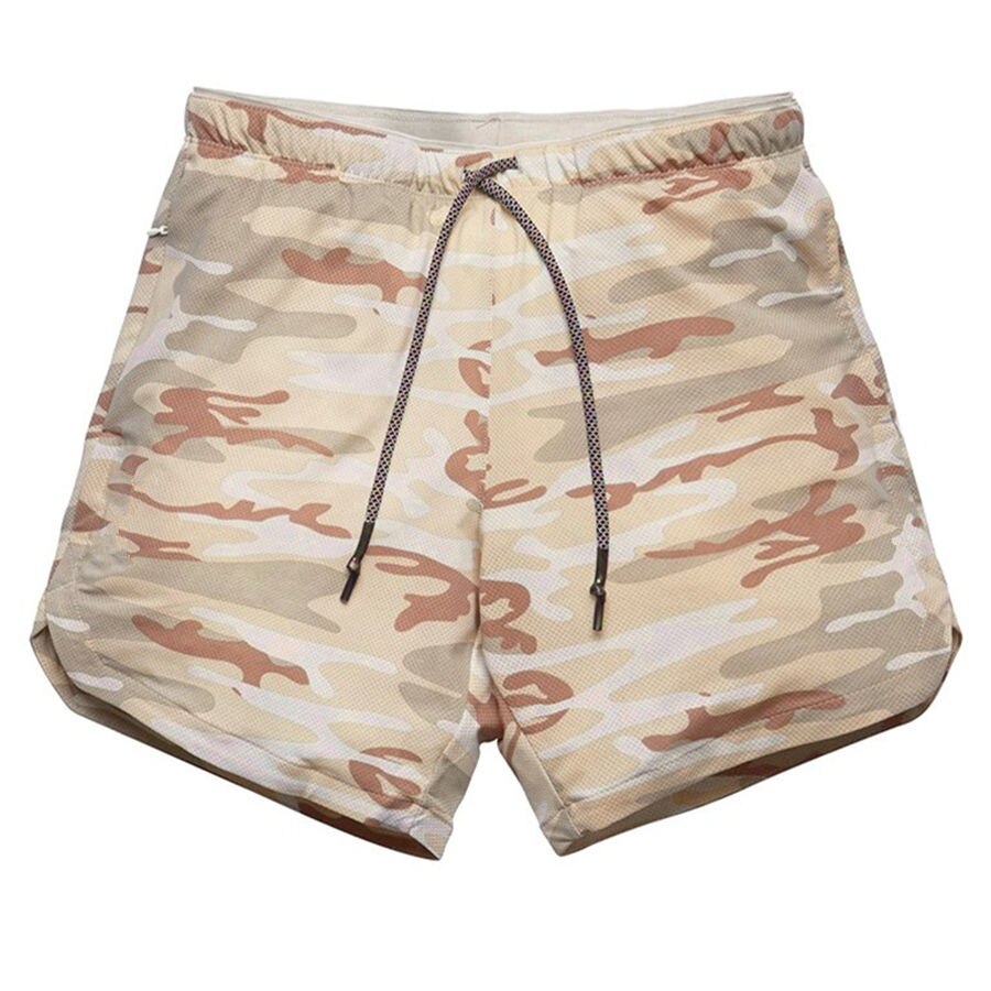 Mens 2 in 1 Camouflage Shorts Gym Fitness Workout Quick-dry Short Pants Male Summer Casual Loose Beach Shorts Crossfit Bottoms