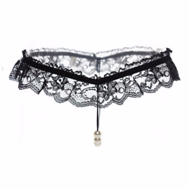 Sexy Women Pearl Panties Lace G String Temptation Underwear Ladies Tanga Hipster Thong Transparent Dessous Elastic Underpants