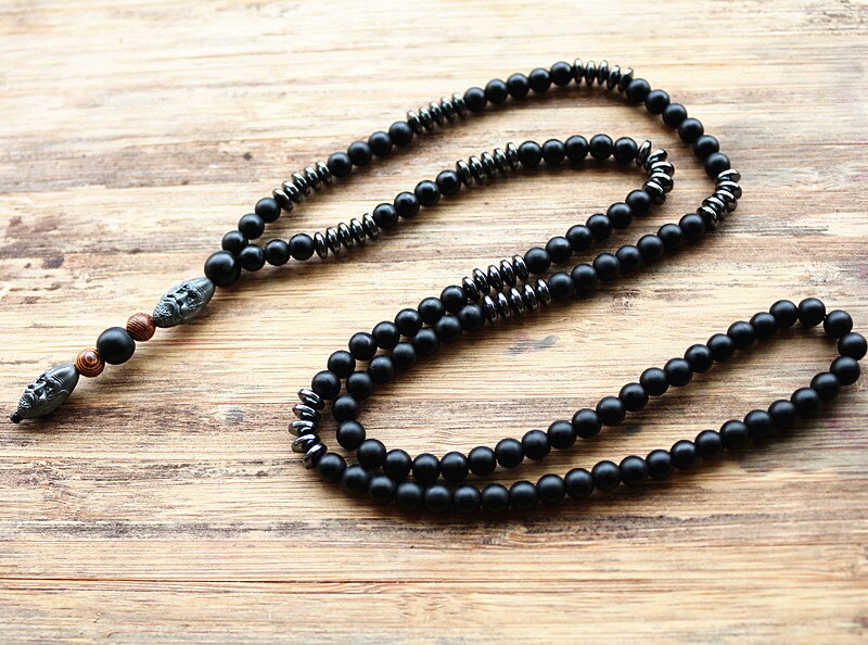 Men's Hematite Carving Bead Necklace Fashion Jewelry