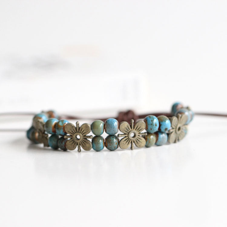 National Wind Restoring Ancient Ways Is The High Temperature Glaze Ceramic Handmade Trinkets Women's Fashion  Bracelets