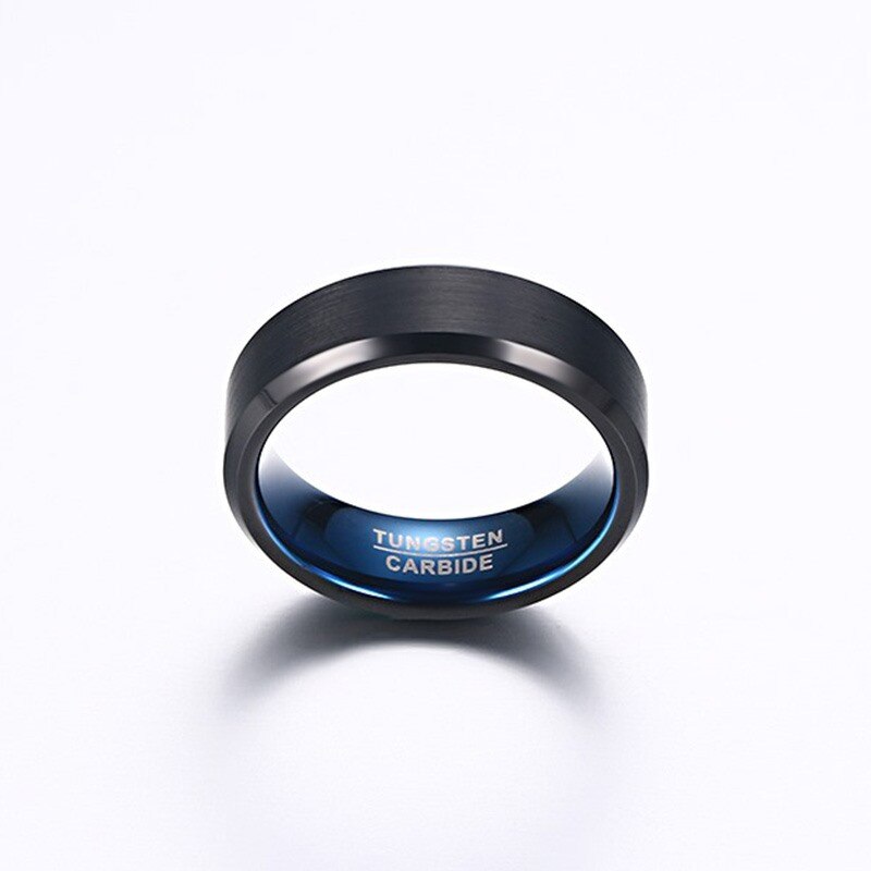 Vnox 6mm 8mm Black BlueTungsten Wedding Bands Rings for Men, Matte Brushed Finish Center,US Size 4 to 12