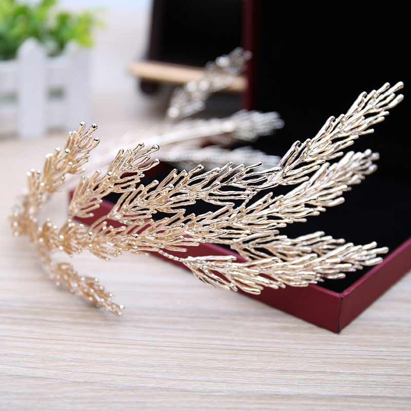 Irregular Baroque Crowns  Leaf Headband Hair Jewelry Wedding Accessories Princess Tiara