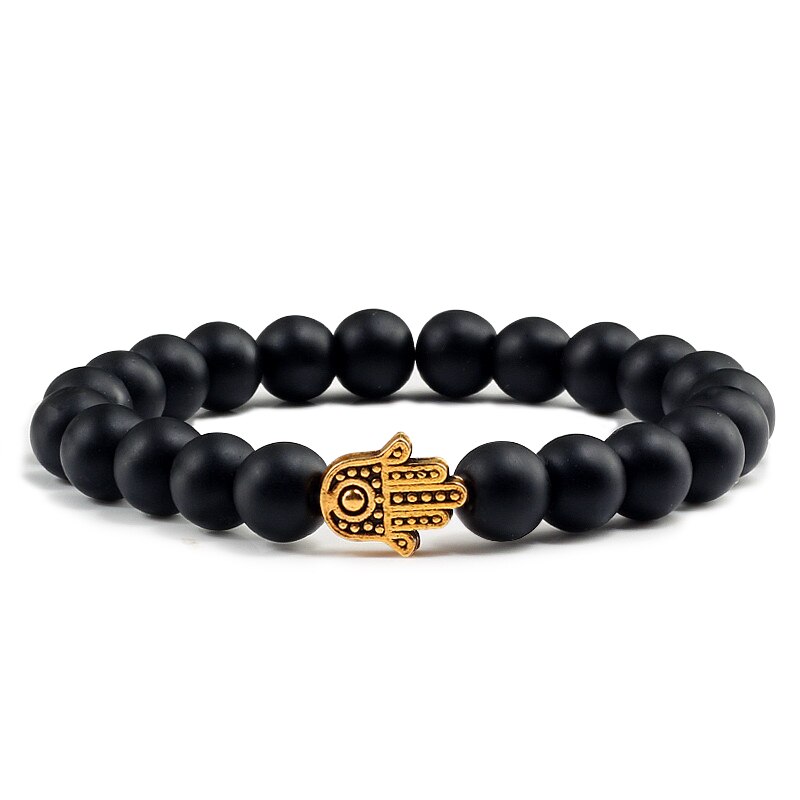 Bracelets en pierre volcanique naturelle pour hommes et femmes, breloques, perles de lave noire mates, bijoux de prière de Yoga, cadeau mignon
Volcanic stone bracelet