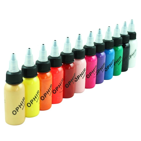 OPHIR 12Colors Acrylic Water Inks/Airbrush Nail Inks for Nail Art Paint Airbrushing Nail Polish 30 ML/Bottle Pigment_TA100(1-12)