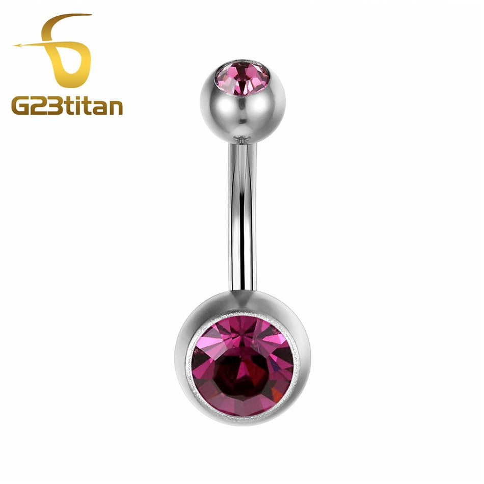 15 Colors Medical Titanium Zirconia Navel Piercing Barbell Surgical Steel Belly Button Rings