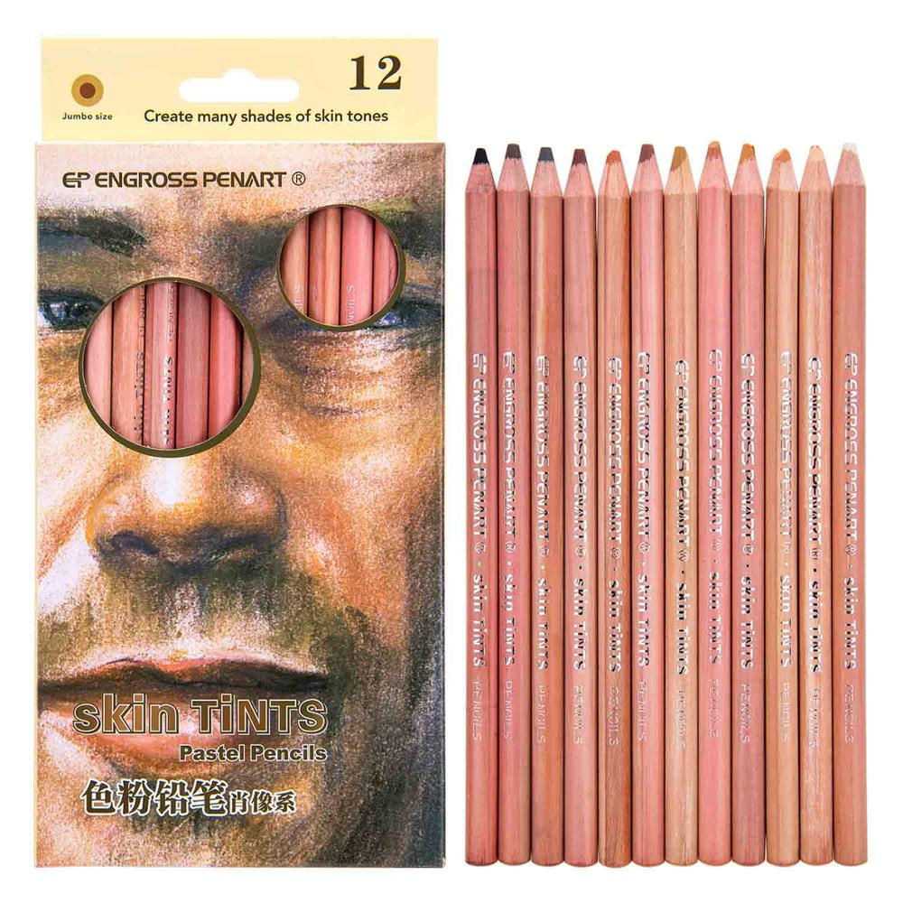 12Pcs Wood Pastel Pencil Set Basis Skin Pastel Color Pencil for Artist Drawing School Office Lapices De Colores Pencils Supplies