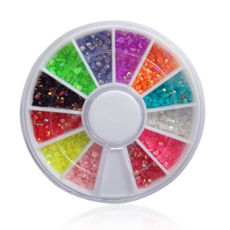 1 Box Colorful 3D Jelly AB Acrylic Wheel Nail Stickers Decoration DIY Nail Art Tips Jewelry Rhinestones Manicure Tools