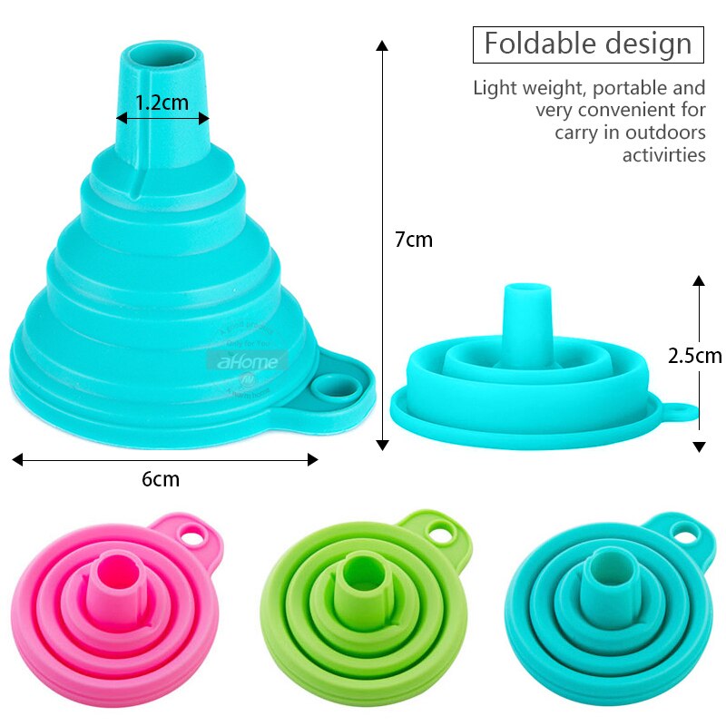 Silicone Folding Funnels Kitchen Tools Kitchen Accessory Foldable Funnel Mini Silicone Collapsible Portable Funnel