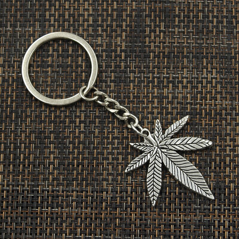 Fashion Key Ring Metal Key Chain Keychain Jewelry Antique Gold Color Bronze Silver Color Plated Maple Leaves 39x34mm Pendant