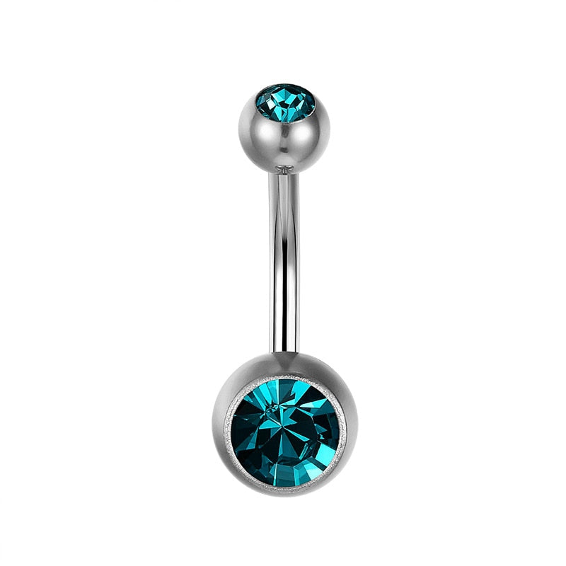 15 Colors Medical Titanium Zirconia Navel Piercing Barbell Surgical Steel Belly Button Rings