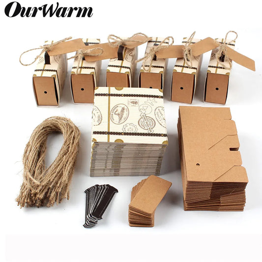 OurWarm 10/20pcs Suitcase Candy Boxes Travel Classic Theme Elegant Style Gift Box Wedding Birthday Anniversary Favor Boxes