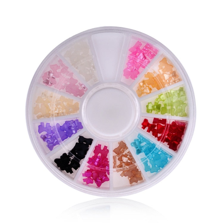 1 Box Colorful 3D Jelly AB Acrylic Wheel Nail Stickers Decoration DIY Nail Art Tips Jewelry Rhinestones Manicure Tools