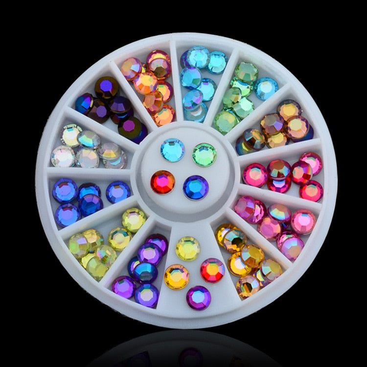 1 Box Colorful 3D Jelly AB Acrylic Wheel Nail Stickers Decoration DIY Nail Art Tips Jewelry Rhinestones Manicure Tools