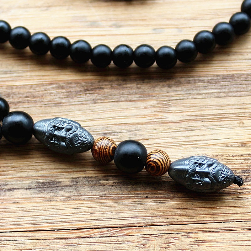 Men's Hematite Carving Bead Necklace Fashion Jewelry