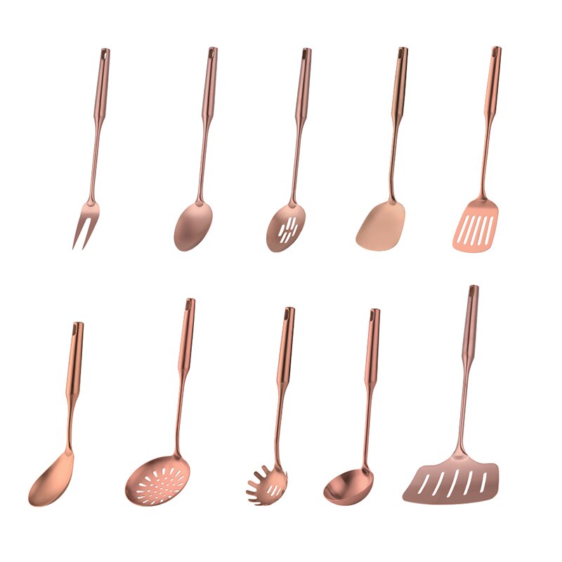 1PCS Cookware Stainless Steel Rose Gold Kitchen Utensils High-grade Kitchen Tool Functional Serving Spoon Soup Ladle Spatula