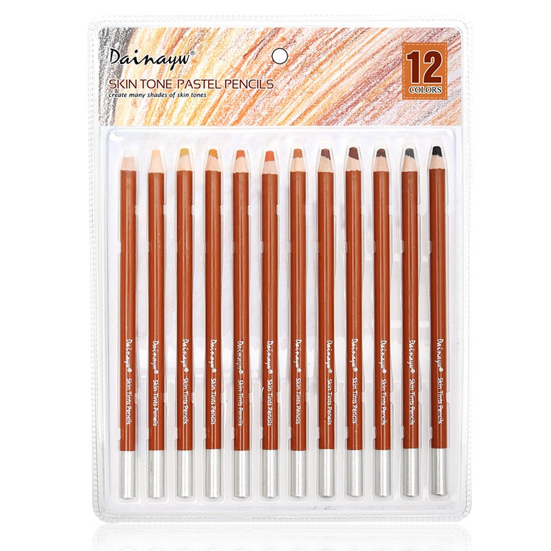 12 Professional Soft Pastel Pencils Wood Skin Tints Pastel Colored Pencils For Drawing School Lapices De Colores Stationery