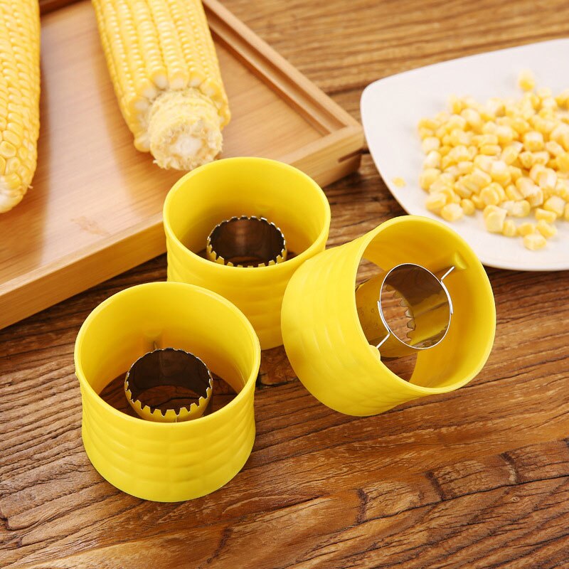 Yellow Corn Plane Peeler Cob Thresher Kitchen Gadgets Manual Rotation Stainless Steel Corn Stripper Cutter Stripping Tool