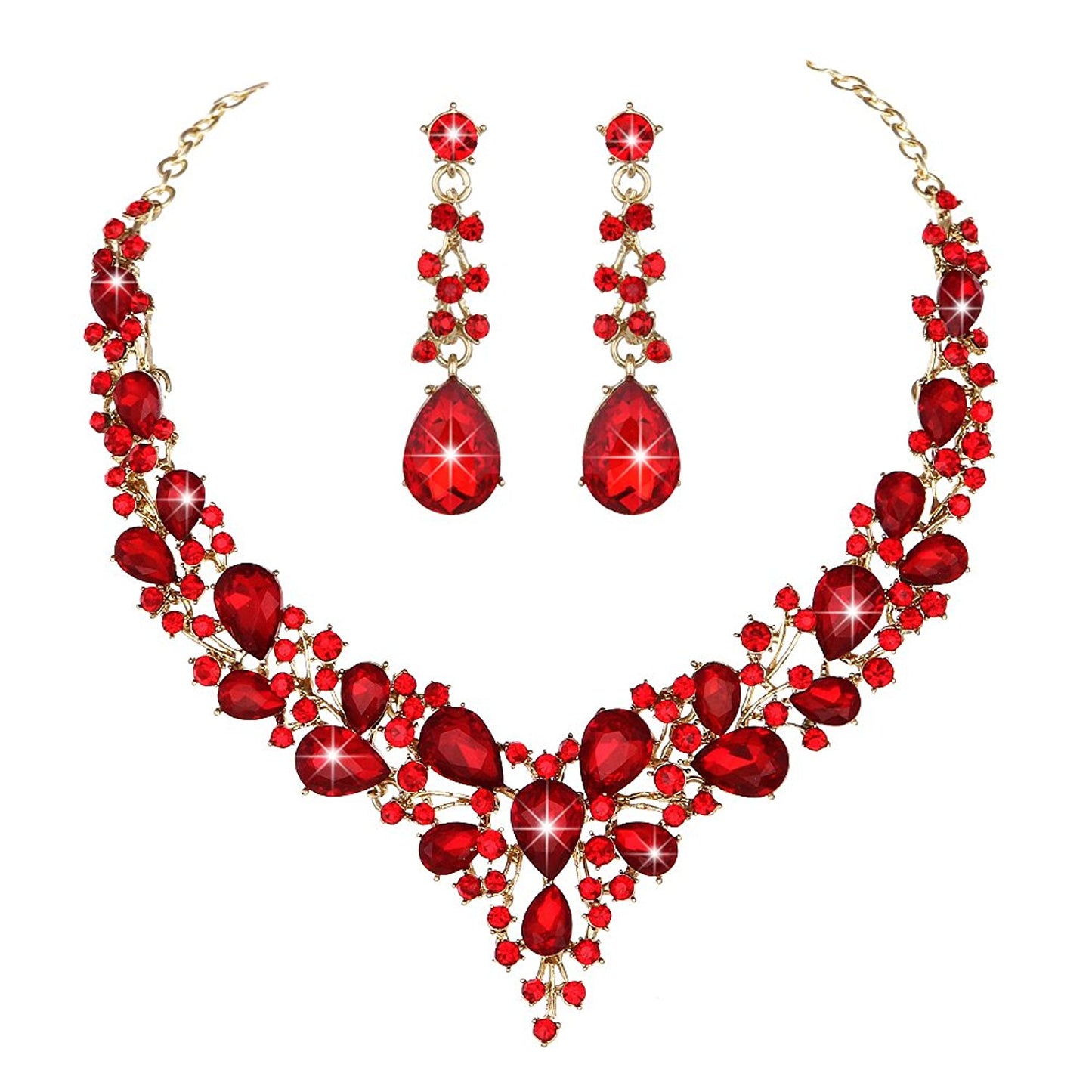 Delicate Women Austrian Crystal Jewelry Sets 16 Colors For Bridal Wedding Necklace And Earrings Sets Lady Party Fashion Jewelry