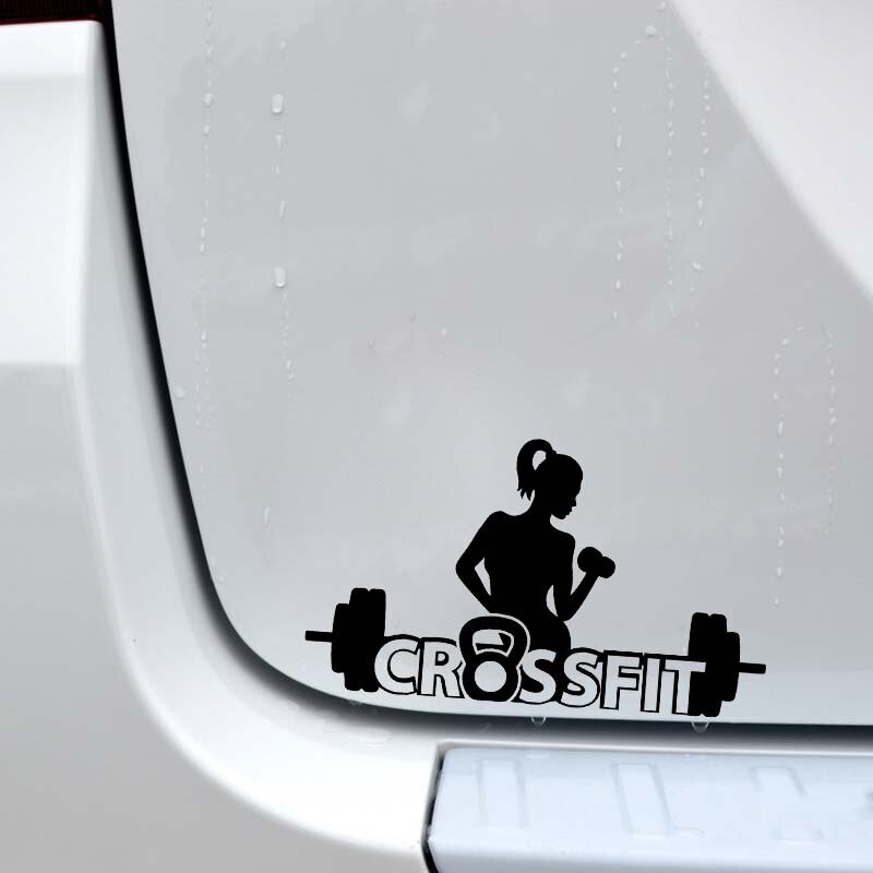 YJZT 13.6*7.9CM Crossfit Hot Fitness Girl Car Sticker Silhoutte Fashion Style Cartoon Vinyl Decal Black/Silver C20-0737