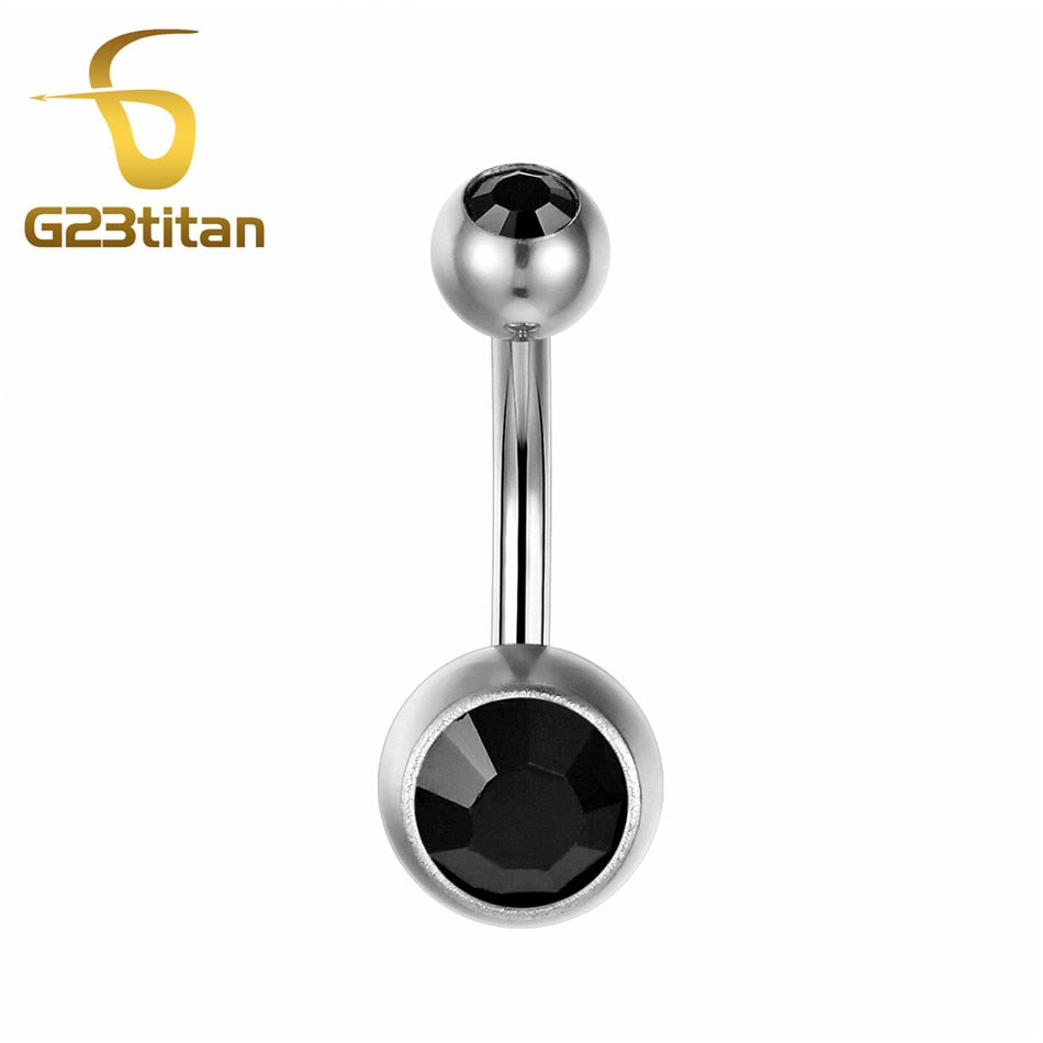 15 Colors Medical Titanium Zirconia Navel Piercing Barbell Surgical Steel Belly Button Rings