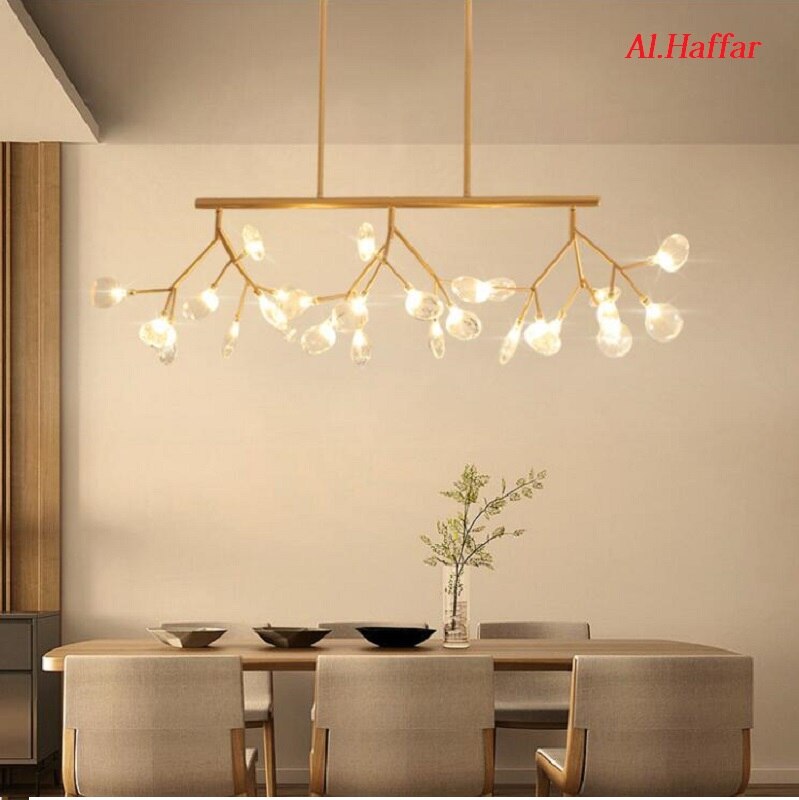 Modern LED New Creative Lights Firfly Black /Gold Rectangle Pendant Lamp For Dinning Room Kitchen